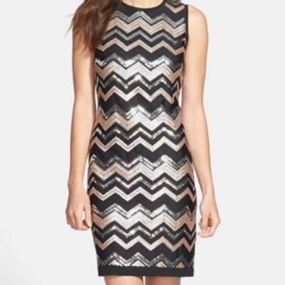 Vince Camuto Black and Gold Dress